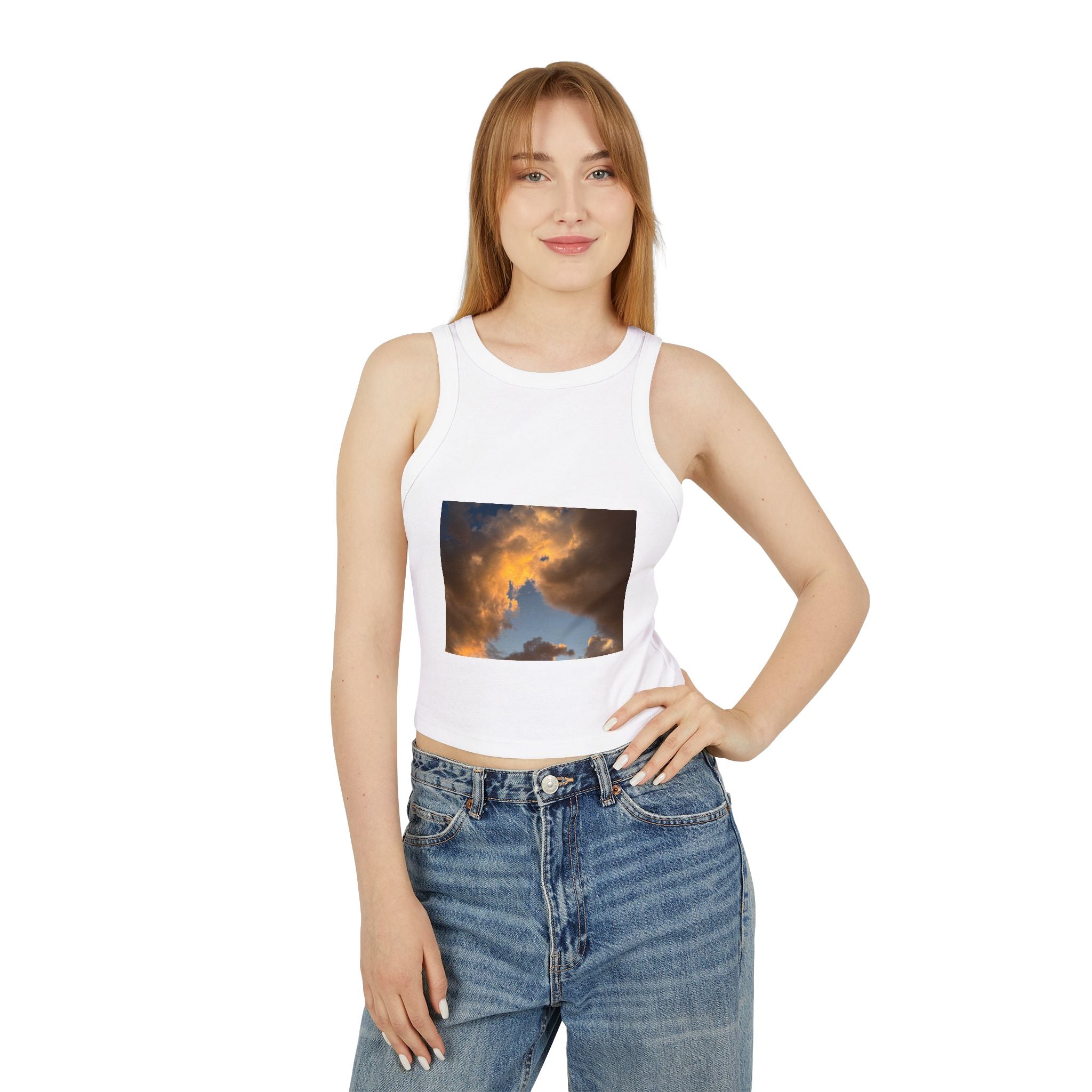 Golden Clouds Micro Rib Racer Tank Top
