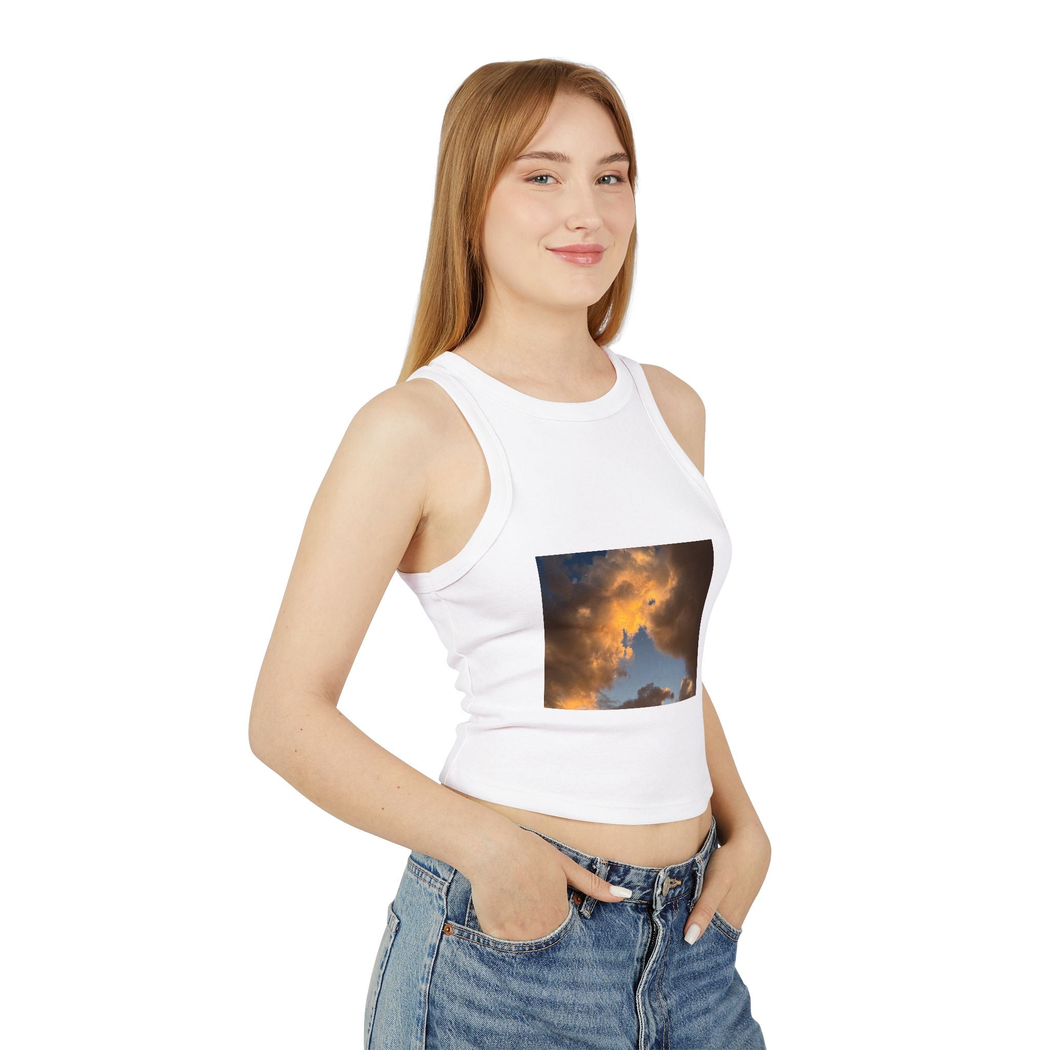 Golden Clouds Micro Rib Racer Tank Top